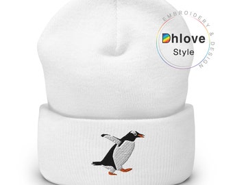 Gentoo Penguin Cuffed Beanie, Embroidery hat-Unisex