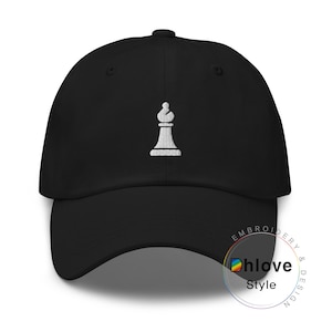 Chess Bishop Embroidered Dad Hat, Minimalist Chess Piece Cap – Unisex Gift for Players – Cute hat
