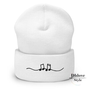 Music Note Embroidered Cuffed Beanie, Music Lovers Gift – Unisex Cute Custom Beanie