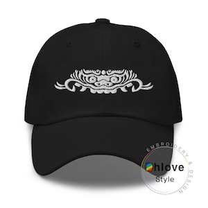 Embroidered Goblin Face Dad Hat: Korean Art, Customizable Cotton Cap