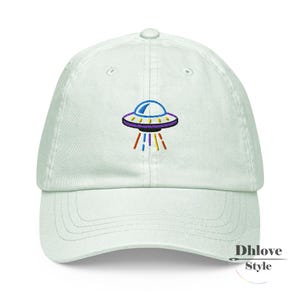 UFO Pastel Baseball Hat, Embroidered – Spaceship – Pastel Colors Hat – Custom Unisex Cap