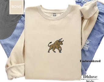 Bull Sweatshirt | Unisex Cotton Heritage M2480 | Minimalist Bull Lover Gift