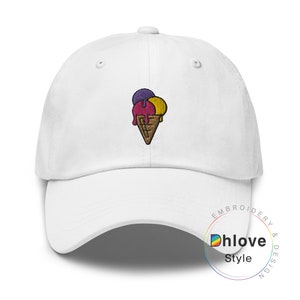 Süßer Eistüte Hut, besticktes Dessert Design – Unisex Sommer Dad Mütze – Mode Hut – Lustiger Dad Hut – Design Hut – Foodie Hut