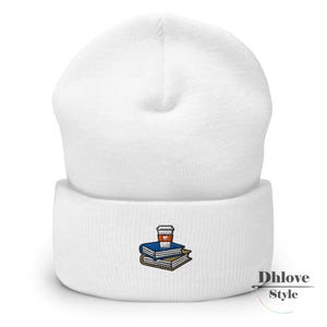 Books Lover Embroidered Beanie: Unisex Cuffed Hat