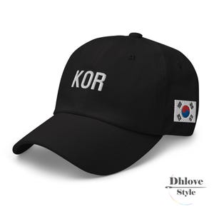 KOR Hat, 3D Puff Embroidered Cap, Korea Team Gift, Unisex Cotton Cap