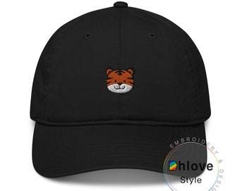 Cute tiger Organic dad hat, Embroidered baseball cap-Unisex