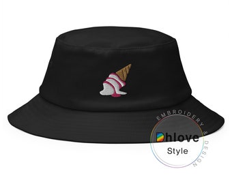 Funny Ice Cream Bucket Hat, Embroidered hat