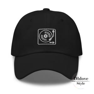 Record Player Embroidered Dad Hat, Music Lover – Retro Turntable – Vinyl Fans – Custom Unisex Cap