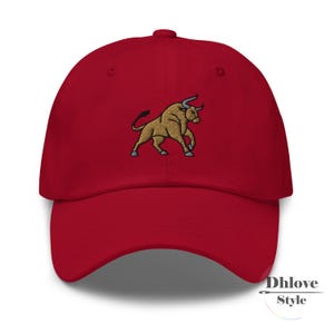 Bull Embroidered Dad Hat: 100% Cotton, Customizable