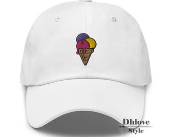 Ice Cream Embroidered Dad Hat, Dessert Lover Cap, Summer Gift
