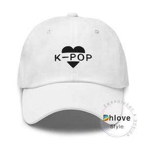 K-Pop Heart Embroidered Dad Hat: Customizable Cotton Cap