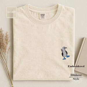 Blue Footed Booby Embroidered T-Shirt, Funny Bird Tee, Ocean Gift, Comfort Colors 1717
