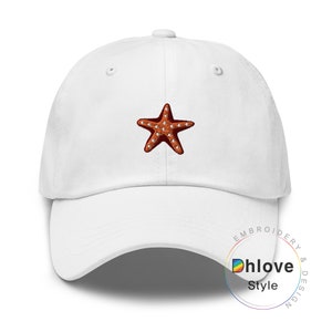 Embroidered Starfish Dad Hat: Coastal Cotton Baseball Cap