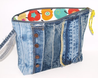 Jeanstasche Clutch Kosmetiktasche upcycling Tasche Universaltasche,handgemacht