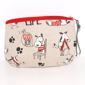 Mini Täschchen Hunde, Universaltäschchen aus Stoff, kleine Kosmetiktasche mit RV