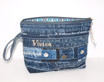 Jeans bag cosmetic bag upcycling project bag clutch