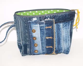 Jeanstasche Projekttasche Clutch Kosmetiktasche upcycling Tasche Universaltasche