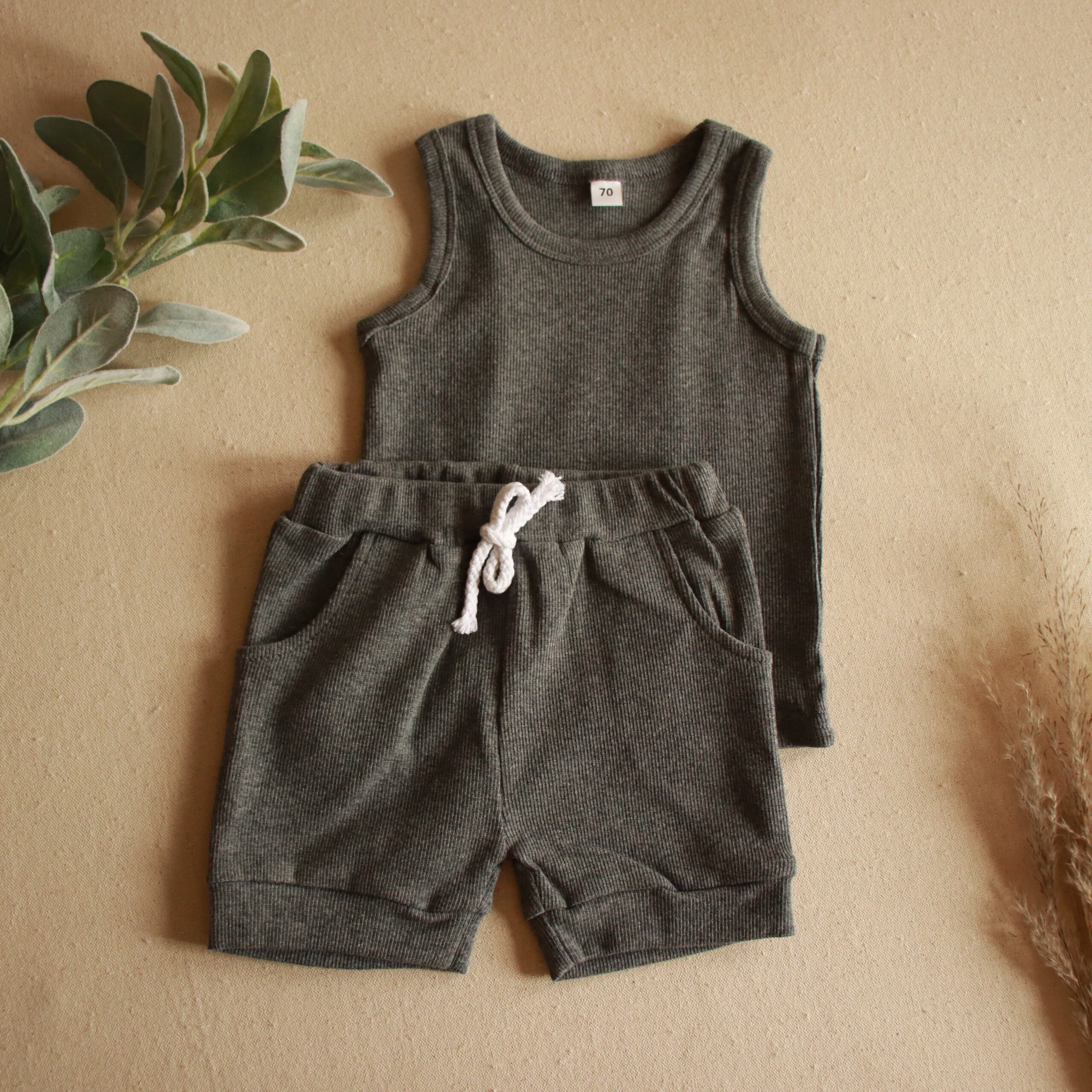 Solid Ribbed Tank Top Short Set Baby Toddler Boys Aesthetic - Etsy