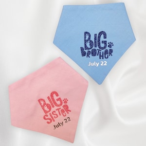 Big Brother, Big Sister, baby announcement dog bandana, pregnancy, baby shower gift, new baby, gender reveal