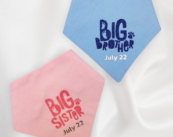 Big Brother, Big Sister, baby announcement dog bandana, pregnancy, baby shower gift, new baby, gender reveal