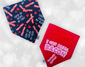 Don’t Go Bacon My Heart Dog Bandana, Reversible Dog Bandana, I Smell Bacon Dog Bandana, Valentines Dog Bandana, Valentines Cat Bandana ,