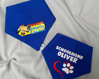 Handgefertigtes Haustier-Bandana mit dem Logo Ihrer Wahl, maßgeschneidertes Hundebandana, individuell und handbedruckt, viele Farben verfügbar, einzigartiges Geschenk