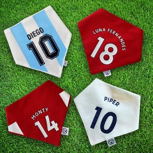 Personalised football dog bandana, football dog scarf, cat bandana, soccer dog - all teams, leagues and custom requests available