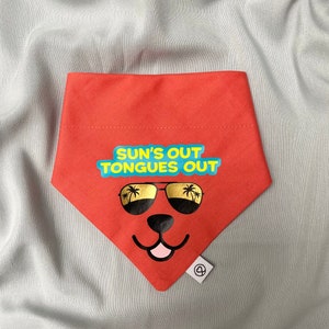 Suns out tongues out dog bandana, pet scarf, pet bandana, cat bandana, dog neckerchief, summer outfit for dogs