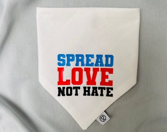 Bandana per cani Pride, Spread Love, bandana in cotone LGBTQ+, da indossare al collo o da annodare