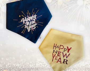 Happy New Year Dog Bandana, New Year Pet Bandana, New Year Cat, NYE dog,