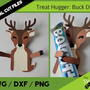 Traiter hugging Buck Deer Digital File | Carte cadeau Hugger Party Favor Valentine | | papercraft SVG 3D Modèle DIY Silhouette Circut | Découpe