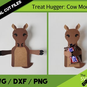 Treat Hugging Moose - Fichier numérique Cow Moose | Carte cadeau Hugger Party Favor Valentine | | papercraft SVG 3D Modèle circut silhouette DIY