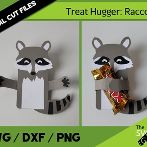 Traiter hugging Raccoon Digital File | Carte cadeau Hugger Party Favor Valentine | | papercraft SVG 3D Modèle DIY Silhouette Circut | Découpe
