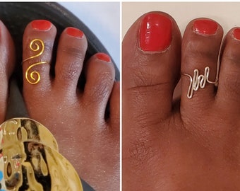 Anillos de dedo del pie de joyería hechos a mano / anillos ajustables del dedo del pie del alambre / anillos de los dedos del pie de diseño / joyería del pie