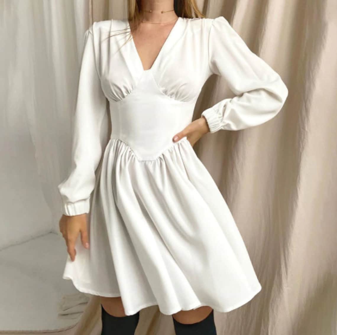 long frock with puff sleeves