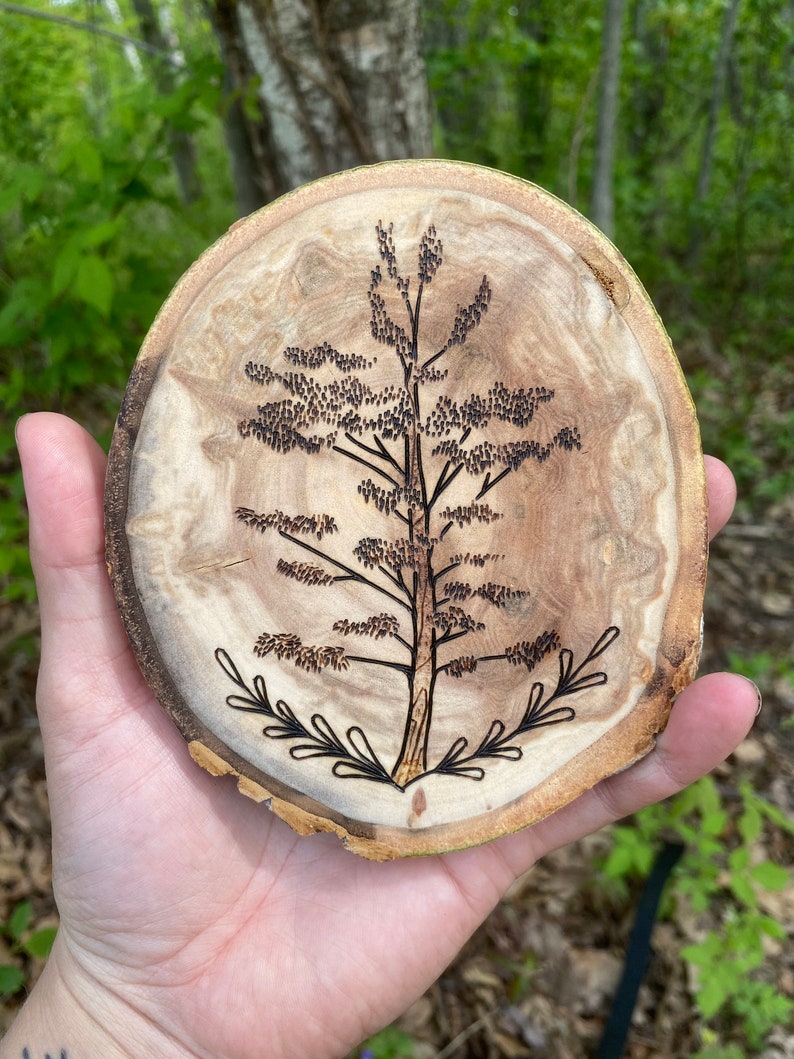 Pine Tree Wood Burn Art Wood Burning Pyrography Wooden Decor Etsy