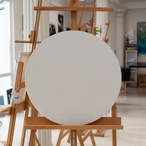2 Round canvas on stretcher, fabric 100% cotton, medium grain,Artist Painting Supply