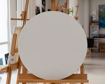2 Round canvas on stretcher, fabric 100% cotton, medium grain,Artist Painting Supply