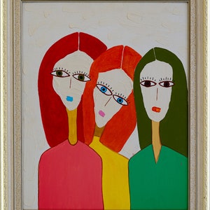 40x50 cm Large Abstract Figurative Painting on Canvas Original Women&#39;s Faces Illustration Art Modern Acrylic Painting for Home Decor
