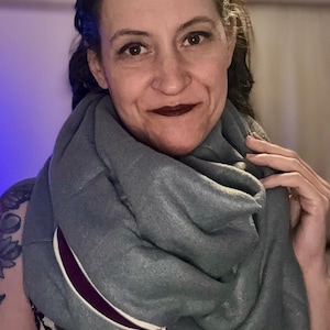 Grey Flannel Infinity Scarf with Zipper Pocket