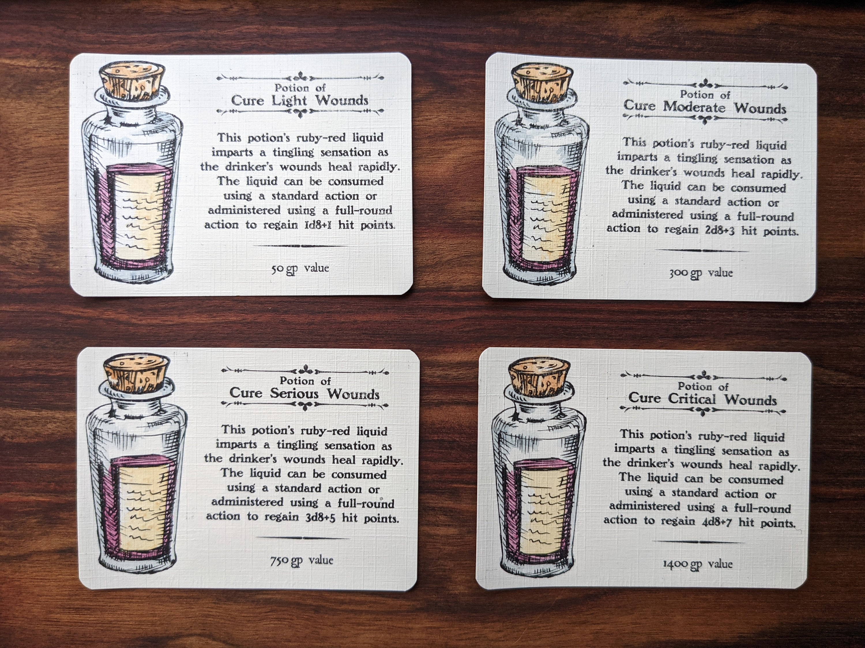 temperament lov inflation Potions of Cure Wounds pathfinder 1st Ed. Complete Set: D8 - Etsy