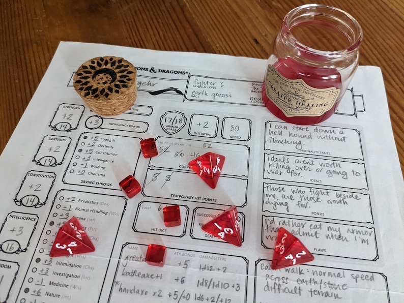 D&D Potion of Healing Complete Set Etsy