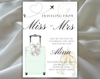 Travel Theme Bridal Shower Invitation: Adventure Awaits Editable Template
