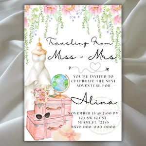 Travel Theme Bridal Shower Invitation: Adventure Awaits Editable Template