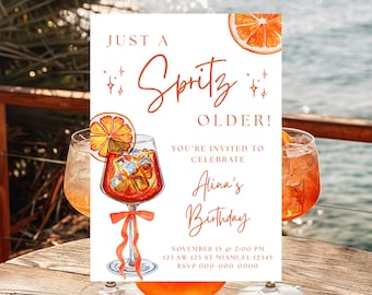 Aperol Spritz födelsedagsinbjudan: Redigerbar mall för vuxenfest (digital nedladdning)