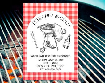 BBQ Cookout Invitation Red Version – Editable Backyard BBQ Party Template