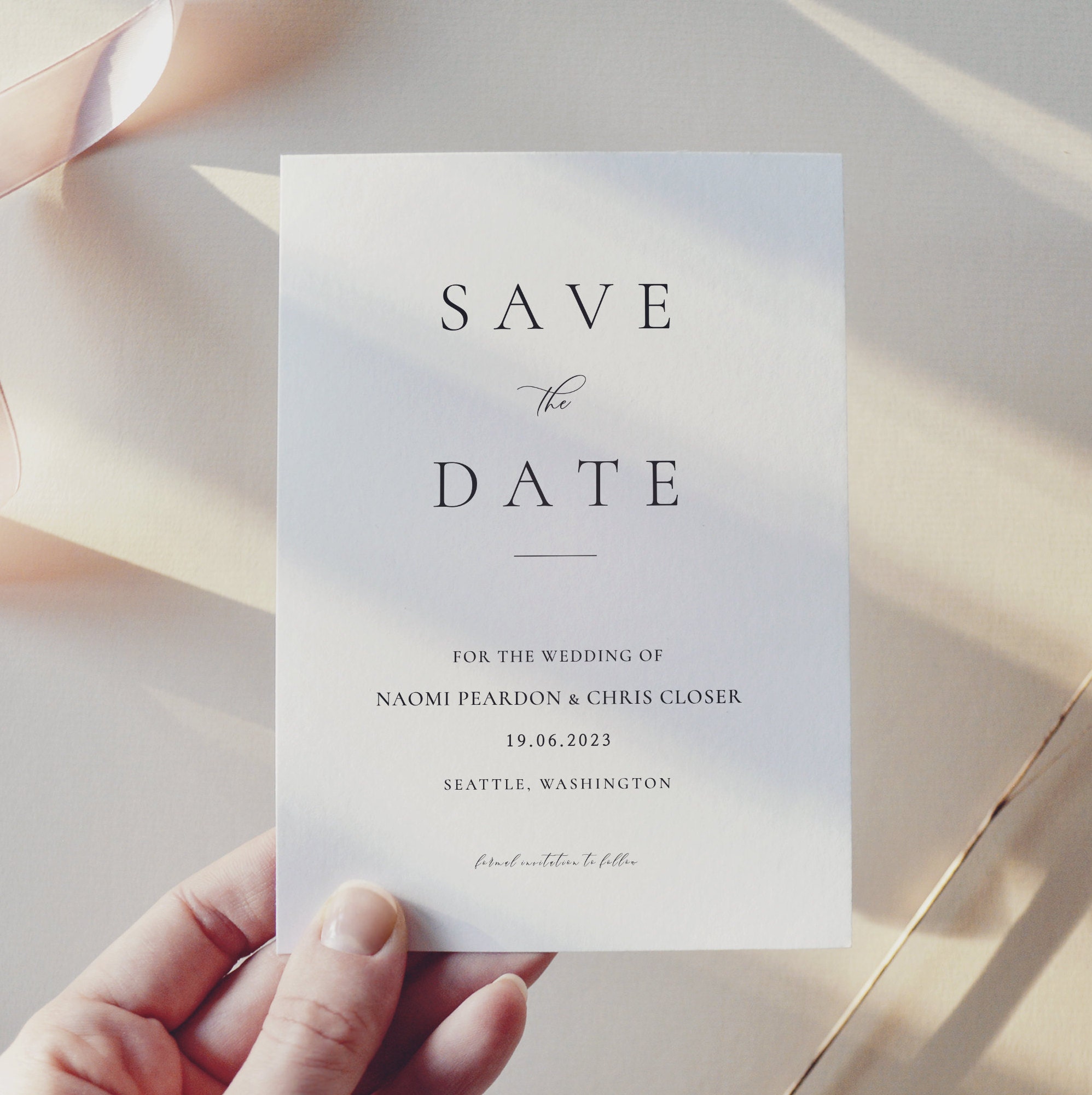 Modern Elegant Wedding Save the Date Evite Template Etsy UK