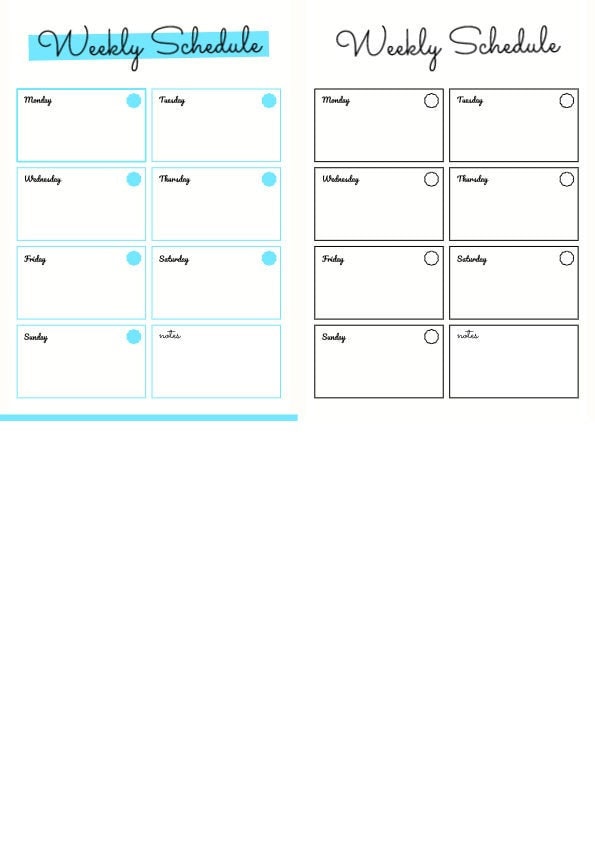 Printable Weekly Schedule, Digital Downloadable Schedule, JPG Download ...