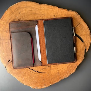 Leather Journal, A5 Notebook Cover, Leather Padfolio, Personalized Document Holder
