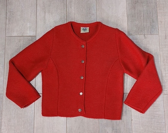 Vintage Trachten edelweiss Sweater  / Cropped Austrian Wool Cardigan / Folk Oktoberfest Button Up Sweater Size 152 kids